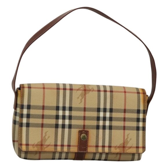 BURBERRY Nova Check Shoulder Bag PVC Leather Beige - Picture 1 of 16